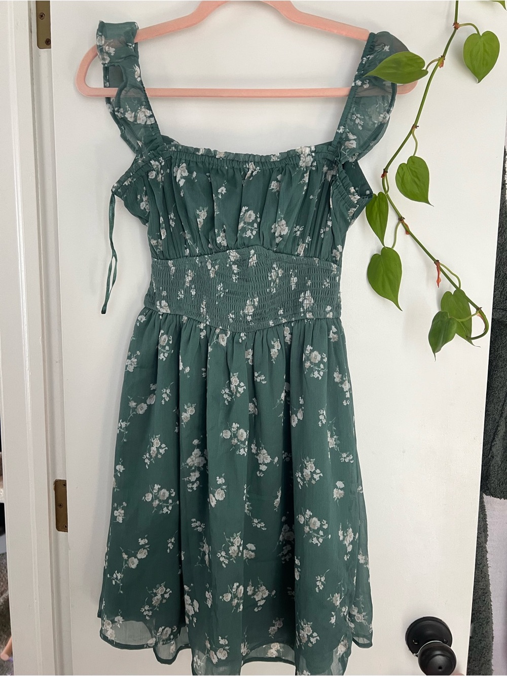Hollister Green Floral Smocked Sundress